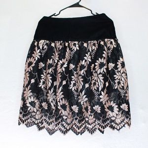 Vintage Black and Gold Lace Skirt